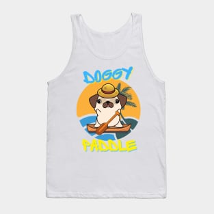 Pug doing the doggy paddle on a boat Tank Top